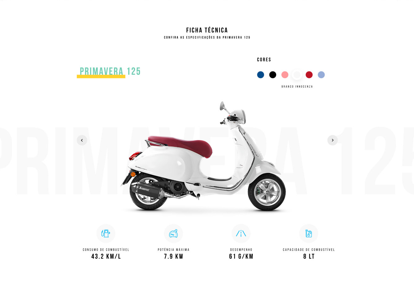 Vespa's landpage section demo