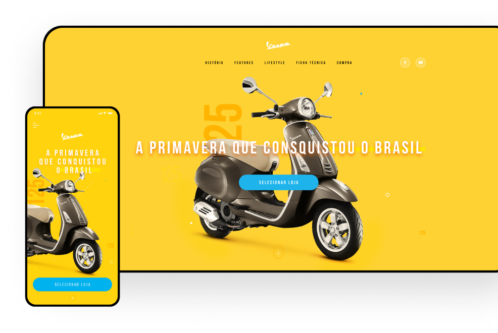 Vespa's home page on a smartphone and a laptop